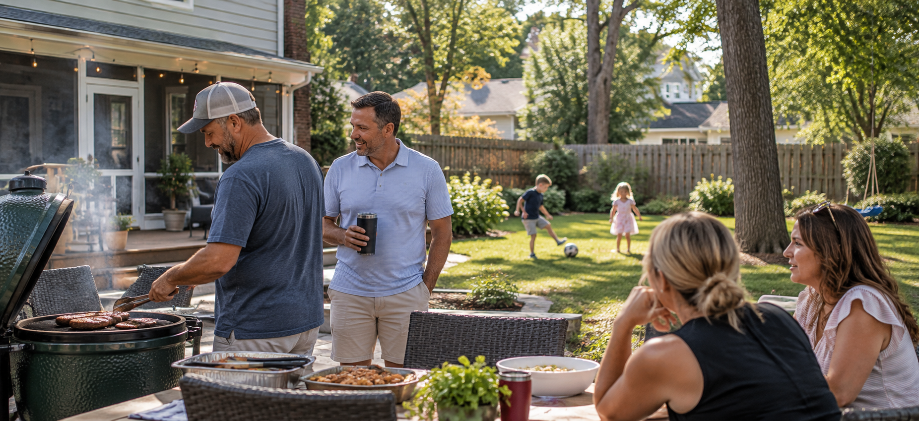 Neighbors enjoying a cookout together